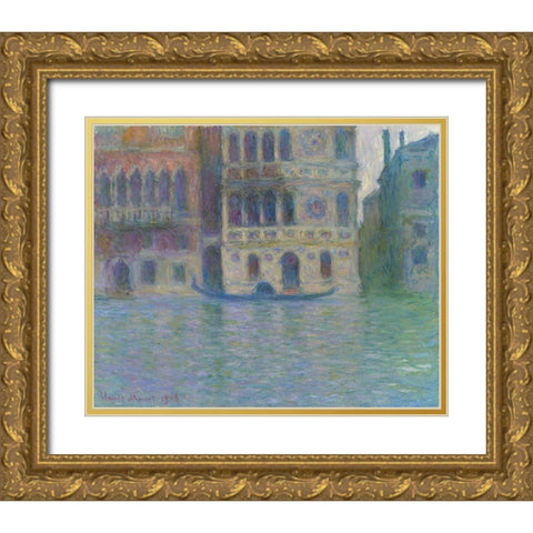 Venice, Palazzo Dario Gold Ornate Wood Framed Art Print with Double Matting by Monet, Claude