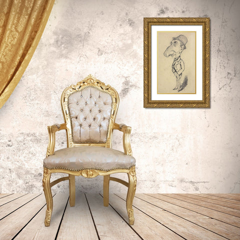 Caricature of a Man with a Large Nose Gold Ornate Wood Framed Art Print with Double Matting by Monet, Claude