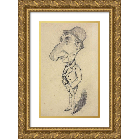 Caricature of a Man with a Large Nose Gold Ornate Wood Framed Art Print with Double Matting by Monet, Claude