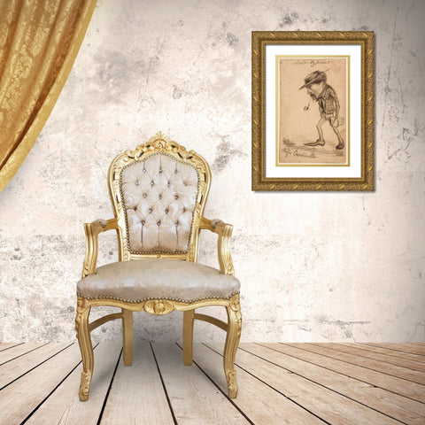 Caricature of Henri Cassinelli (“Rufus Croutinelliâ€) Gold Ornate Wood Framed Art Print with Double Matting by Monet, Claude