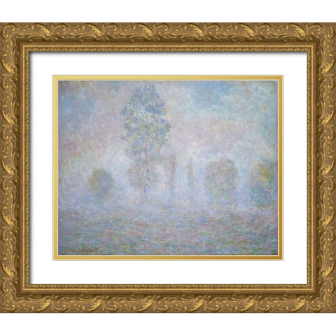 Morning Haze Gold Ornate Wood Framed Art Print with Double Matting by Monet, Claude