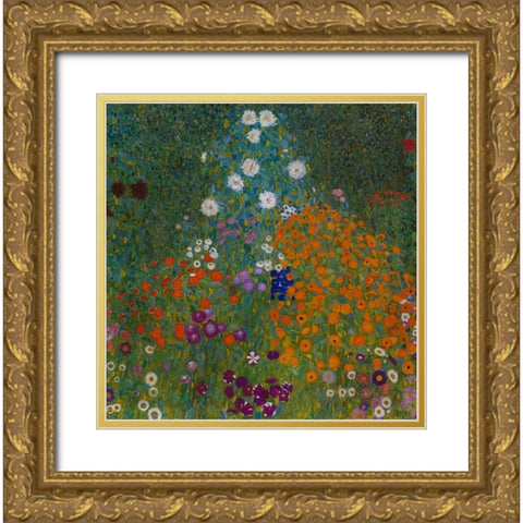 Farmers Garden Gold Ornate Wood Framed Art Print with Double Matting by Klimt, Gustav