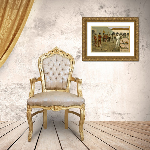 The Mier Expedition The Drawing of the Black Bean Gold Ornate Wood Framed Art Print with Double Matting by Remington, Frederic