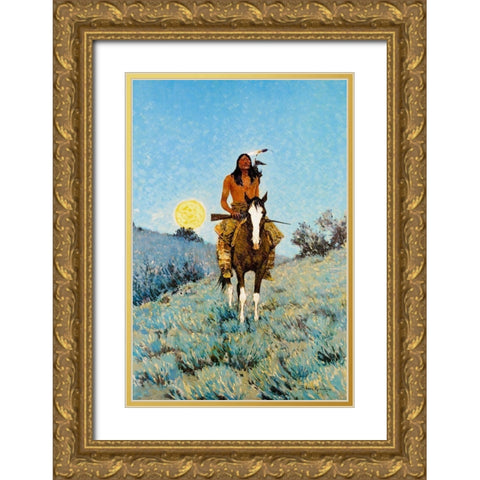 The Outlier Gold Ornate Wood Framed Art Print with Double Matting by Remington, Frederic