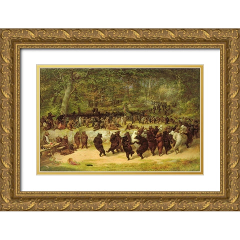 The Bear Dance Gold Ornate Wood Framed Art Print with Double Matting by Beard, William Holbrook