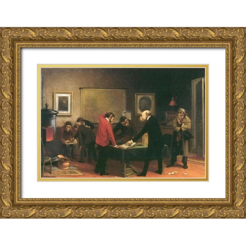 Scientists at Work Gold Ornate Wood Framed Art Print with Double Matting by Beard, William Holbrook