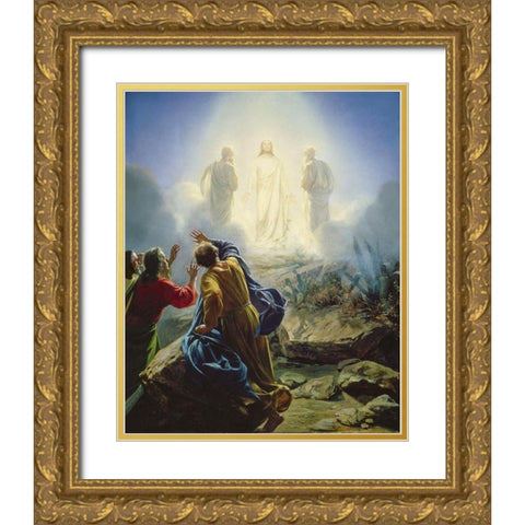 Transfiguration of Jesus Gold Ornate Wood Framed Art Print with Double Matting by Bloch, Carl