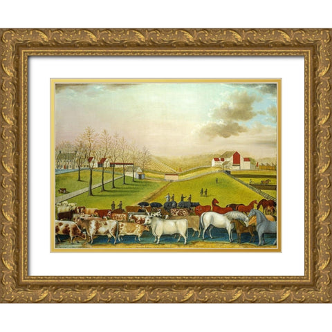 The Cornell Farm Gold Ornate Wood Framed Art Print with Double Matting by Hicks, Edward
