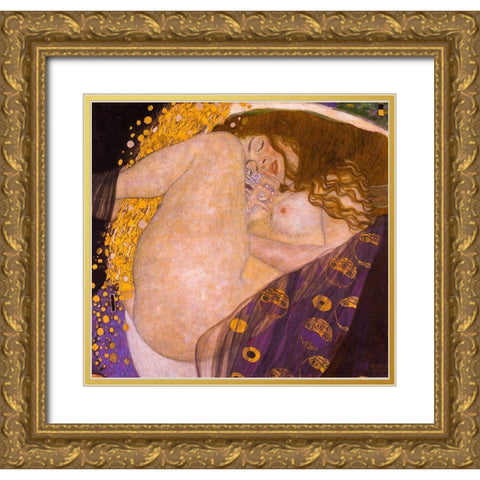 Danae Gold Ornate Wood Framed Art Print with Double Matting by Klimt, Gustav