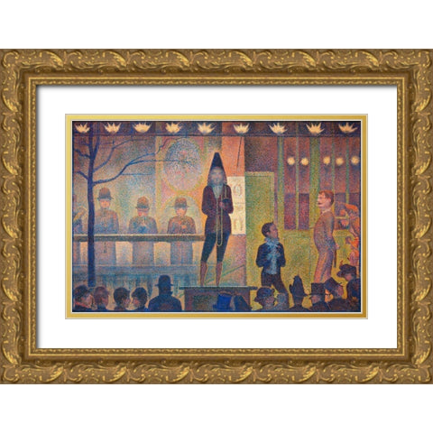Circus Sideshow Gold Ornate Wood Framed Art Print with Double Matting by Seurat, Georges