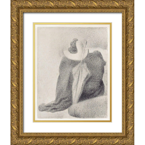Still Life With Hat, Parasol, and Clothes on a Chair Gold Ornate Wood Framed Art Print with Double Matting by Seurat, Georges