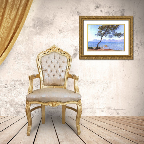 Cap DAntibes Gold Ornate Wood Framed Art Print with Double Matting by Monet, Claude