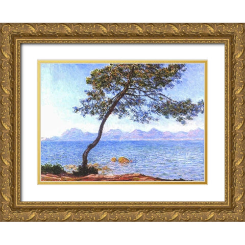 Cap DAntibes Gold Ornate Wood Framed Art Print with Double Matting by Monet, Claude