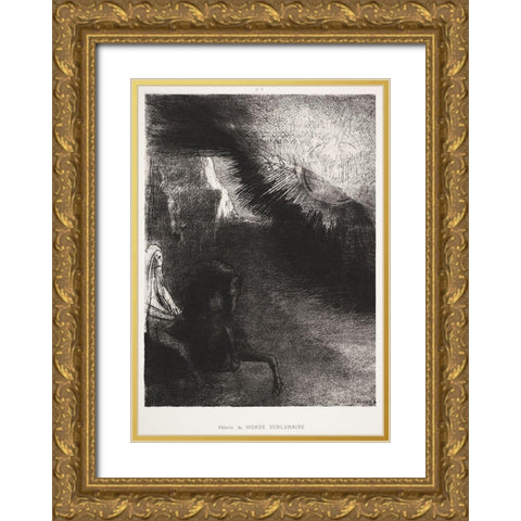 Pilgrim of the Sublunary World Gold Ornate Wood Framed Art Print with Double Matting by Redon, Odilon
