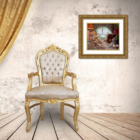Bears In The Attic Gold Ornate Wood Framed Art Print with Double Matting by Kruskamp, Janet