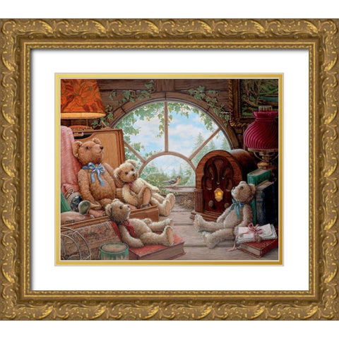 Bears In The Attic Gold Ornate Wood Framed Art Print with Double Matting by Kruskamp, Janet