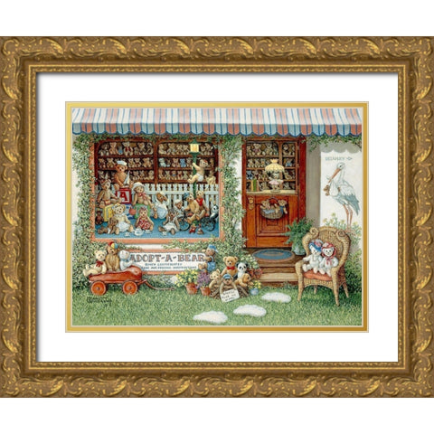 Adopt-A-Bear Gold Ornate Wood Framed Art Print with Double Matting by Kruskamp, Janet