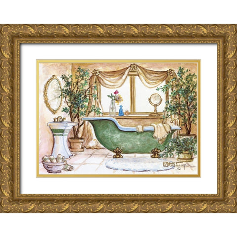 Vintage Bathtub III Gold Ornate Wood Framed Art Print with Double Matting by Kruskamp, Janet