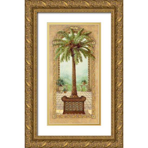 Palm Tree in Basket I Gold Ornate Wood Framed Art Print with Double Matting by Kruskamp, Janet