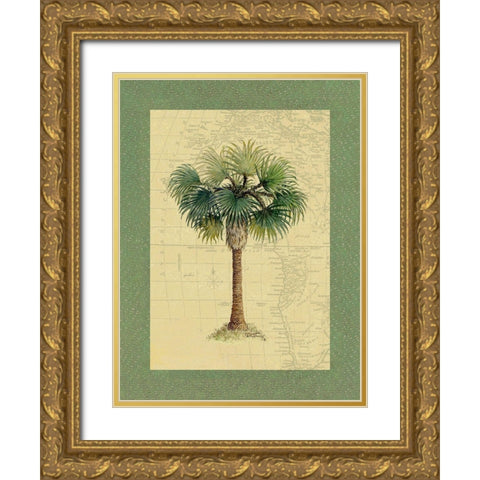 Palm Tree V Gold Ornate Wood Framed Art Print with Double Matting by Kruskamp, Janet