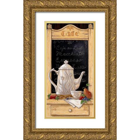 Coffee and Fruit I Gold Ornate Wood Framed Art Print with Double Matting by Kruskamp, Janet