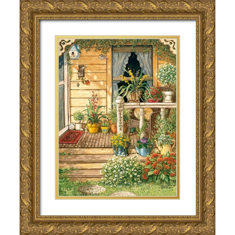 Summer Front Porch Gold Ornate Wood Framed Art Print with Double Matting by Kruskamp, Janet
