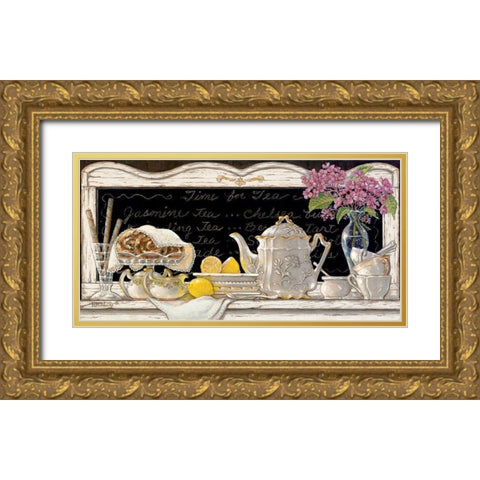 Time for Tea Gold Ornate Wood Framed Art Print with Double Matting by Kruskamp, Janet