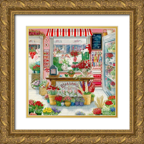 Blossoms Flower Shoppe Gold Ornate Wood Framed Art Print with Double Matting by Kruskamp, Janet