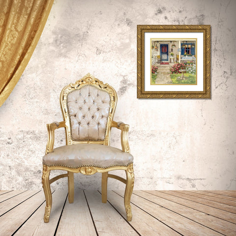 Front Porch in Maine Gold Ornate Wood Framed Art Print with Double Matting by Kruskamp, Janet