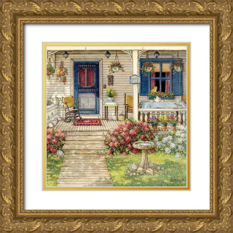 Front Porch in Maine Gold Ornate Wood Framed Art Print with Double Matting by Kruskamp, Janet