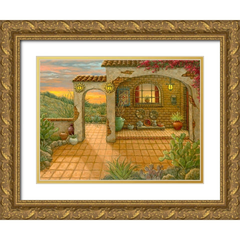 South West Sunset Gold Ornate Wood Framed Art Print with Double Matting by Kruskamp, Janet