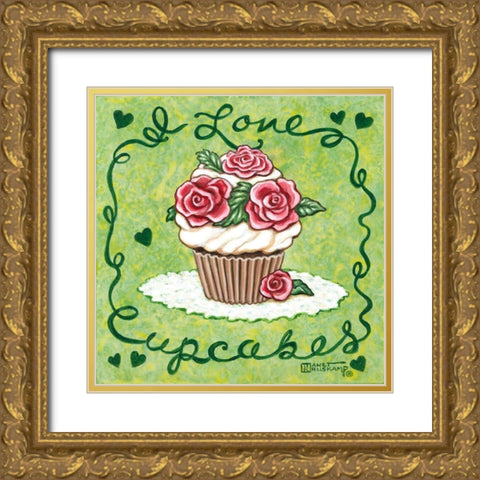 I Love Cupcakes Gold Ornate Wood Framed Art Print with Double Matting by Kruskamp, Janet