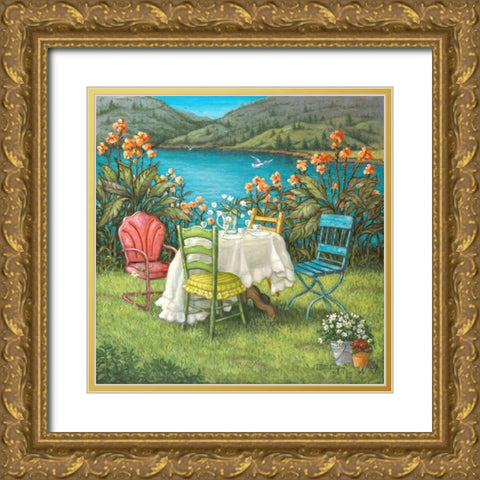 Table for Four Gold Ornate Wood Framed Art Print with Double Matting by Kruskamp, Janet