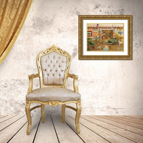 Mustang Creek Feed Store Gold Ornate Wood Framed Art Print with Double Matting by Kruskamp, Janet