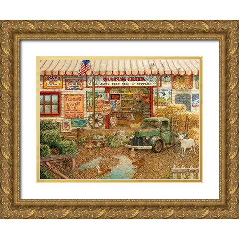 Mustang Creek Feed Store Gold Ornate Wood Framed Art Print with Double Matting by Kruskamp, Janet