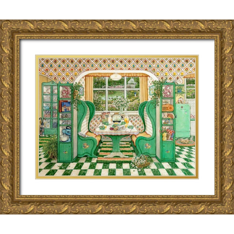 1940s Breakfast Nook Gold Ornate Wood Framed Art Print with Double Matting by Kruskamp, Janet