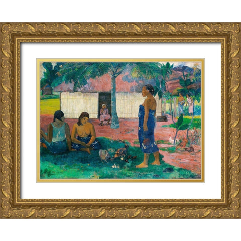 Why Are You Angry? Gold Ornate Wood Framed Art Print with Double Matting by Gauguin, Paul