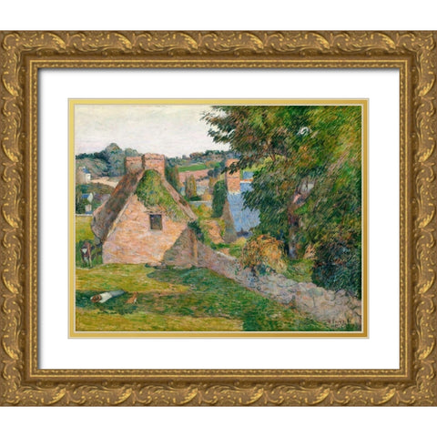 The Field of Derout-Lollichon Gold Ornate Wood Framed Art Print with Double Matting by Gauguin, Paul