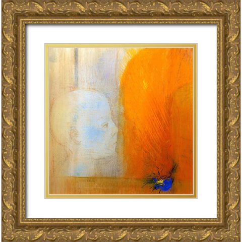 The Child Gold Ornate Wood Framed Art Print with Double Matting by Redon, Odilon
