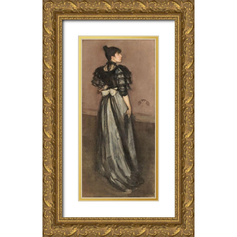 Mother of Pearl and Silver, The Andalusian Gold Ornate Wood Framed Art Print with Double Matting by Whistler, James McNeill