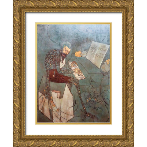 The Gold Scab, Eruption in Frilthy Lucre, The Creditor Gold Ornate Wood Framed Art Print with Double Matting by Whistler, James McNeill