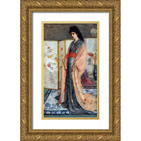 The Princess from the Land of Porcelain Gold Ornate Wood Framed Art Print with Double Matting by Whistler, James McNeill