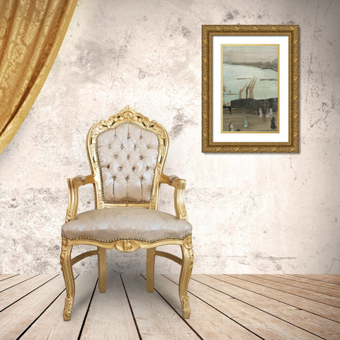 Variations in Pink and Grey, Chelsea Gold Ornate Wood Framed Art Print with Double Matting by Whistler, James McNeill