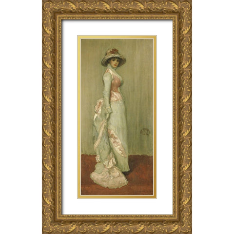 Nocturne in Pink and Gray, Portrait of Lady Meux Gold Ornate Wood Framed Art Print with Double Matting by Whistler, James McNeill