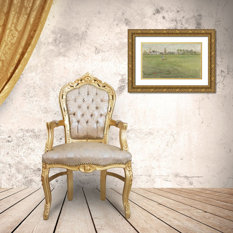 Green and Silver Beaulieu, Touraine Gold Ornate Wood Framed Art Print with Double Matting by Whistler, James McNeill