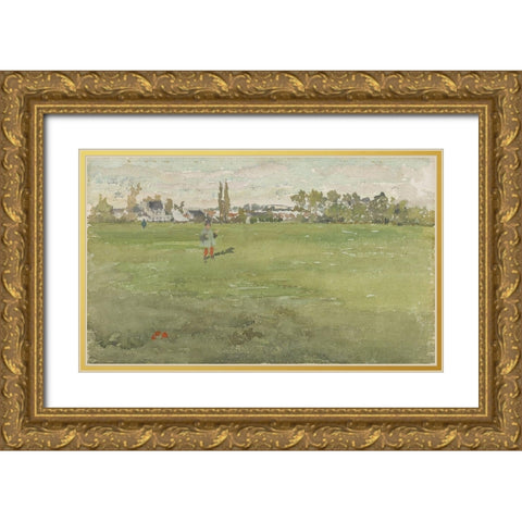 Green and Silver Beaulieu, Touraine Gold Ornate Wood Framed Art Print with Double Matting by Whistler, James McNeill