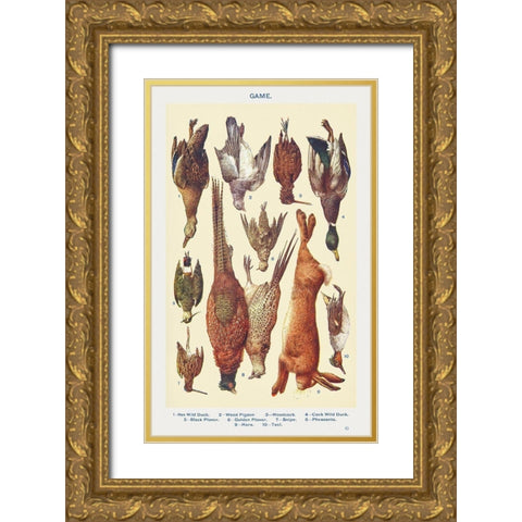 Game I Gold Ornate Wood Framed Art Print with Double Matting by Mrs. Beeton''s Book of Household Management