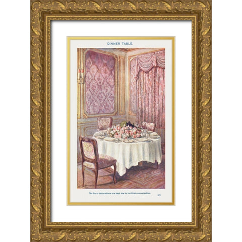 A Dinner Table  Gold Ornate Wood Framed Art Print with Double Matting by Mrs. Beeton''s Book of Household Management