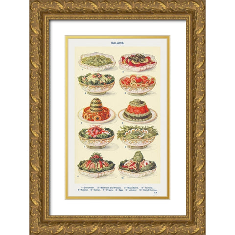 Salad Gold Ornate Wood Framed Art Print with Double Matting by Mrs. Beeton''s Book of Household Management