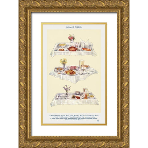 Invalid Trays Gold Ornate Wood Framed Art Print with Double Matting by Mrs. Beeton''s Book of Household Management